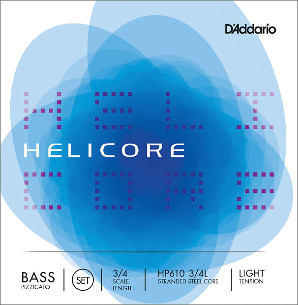 D'Addario HP610 3/4L Helicore Pizzicato Bass String Set - 3/4 Scale, Light Tension image 1