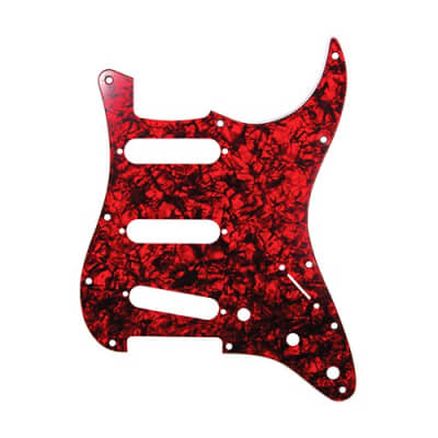 D'Andrea 4-Ply11-Hole SSS Stratocaster Pickguard Red Pearl for sale
