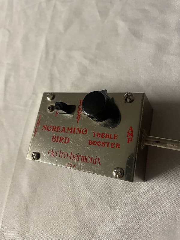Electro-Harmonix Electro Harmonix Screaming Bird Amp Plug in Treble Booster Red Lettering Vintage 1970s - Chrome image 1