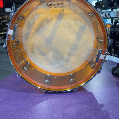 Ludwig Vistalite Reissue 5x14 inch Snare Drum 2010 - Amber image 8