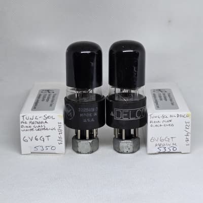 Tung-Sol 6V6GT Black Glass Perfectly Matched Pair NOS 6V6