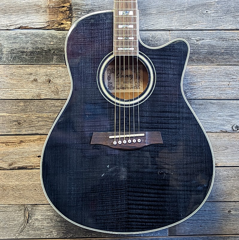 Ibanez AEF30 TBK OP 04 Transparent Flamed Black