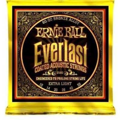 Ernie Ball 2560 Everlast Extra Light Coated 80/20 Bronze Acoustic Guitar Strings image 1