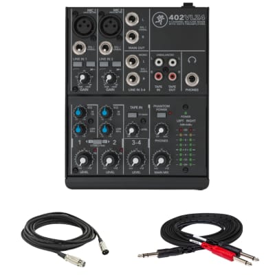 Mackie 402VLZ4 4-Channel Compact Analog Mixer with Hosa STP-201 Insert Cable & XLR Cable image 1