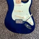 Fender Deluxe Players Stratocaster electric guitar maple neck locking tuners 2016  Trans blue