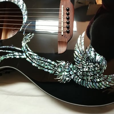 LUNA Fauna Phoenix cutaway acoustic electric Guitar NEW Classic Black w/ Hard CASE image 4