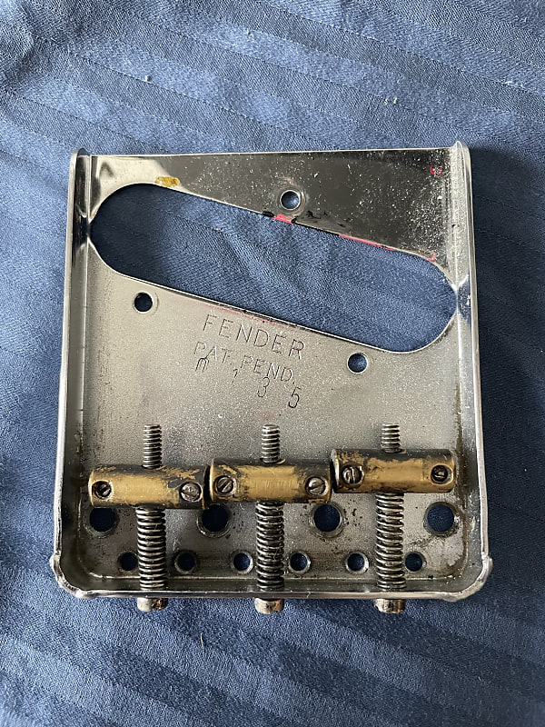 Vintage Fender Telecaster Bridge plate with brass saddles Reverb