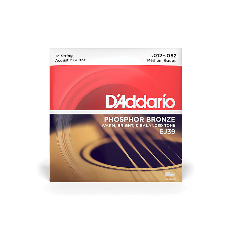 D'addario EJ Series Phosphor Bronze Acoustic Guitar Strings - EJ39 12-String Med (12-52) image 1