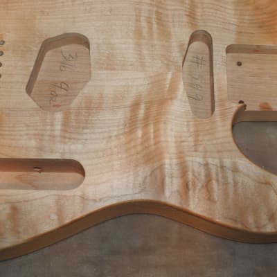 Unfinished Telecaster Body Book Matched Figured Flame Maple Top 2 Piece Alder Back Chambered Very Light 3lbs 4oz! image 20
