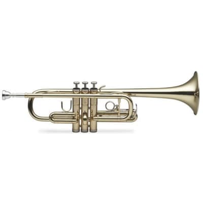 Stagg WS-TR255 Brass Body Tune C Trumpet w/Soft Case-Backpack Straps & Mouthpiece 7C Silver Plated image 2