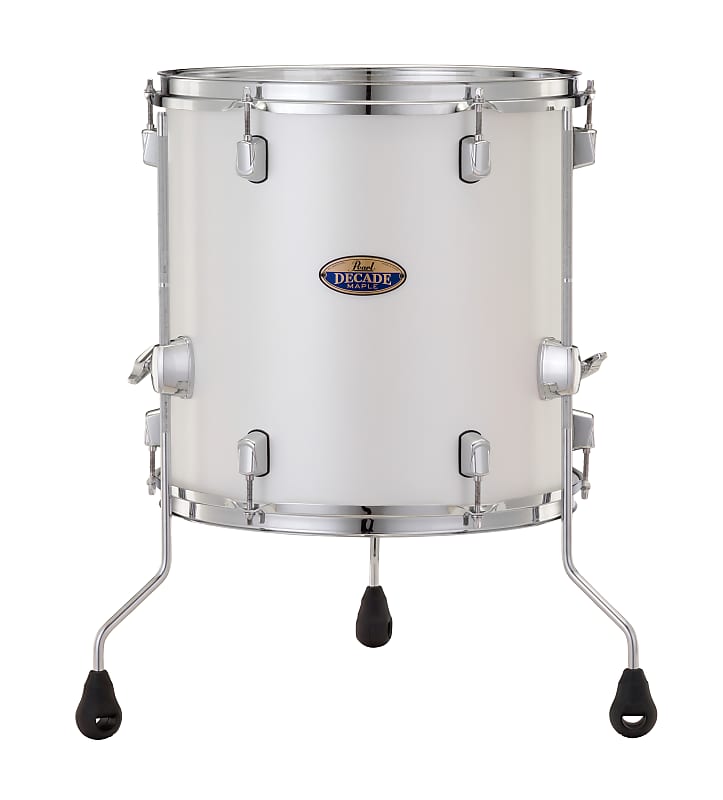 Pearl Decade Maple 14x14" White Satin Pearl Lacquer #229 Floor Tom Drum w/Legs | WorldShip | NEW | Authorized Dealer image 1