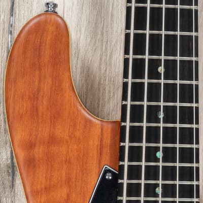 Mayones Jabba Custom 5 5-String Bass, Ebony Fretboard, Curly Redwood Top, Trans Natural Satine image 6