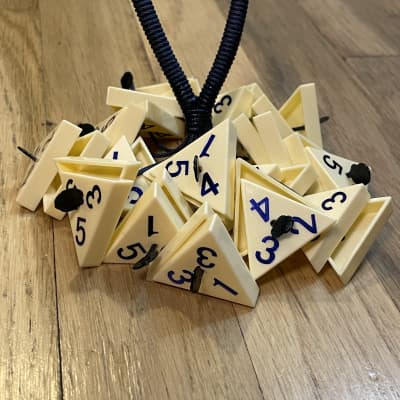 Upcycled Percussion - Triominoes Hand Rattle / Shaker - White and Navy Blue image 6