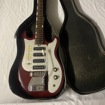 Teisco WG-4L Electric Guitar MIJ Japan W/ Chip Board Case Vintage 1960s Red image 22