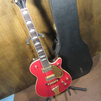 1990 Made in Japan Gretsch G6131 Jet Firebird Gold on Red Guitar With Original Case image 2