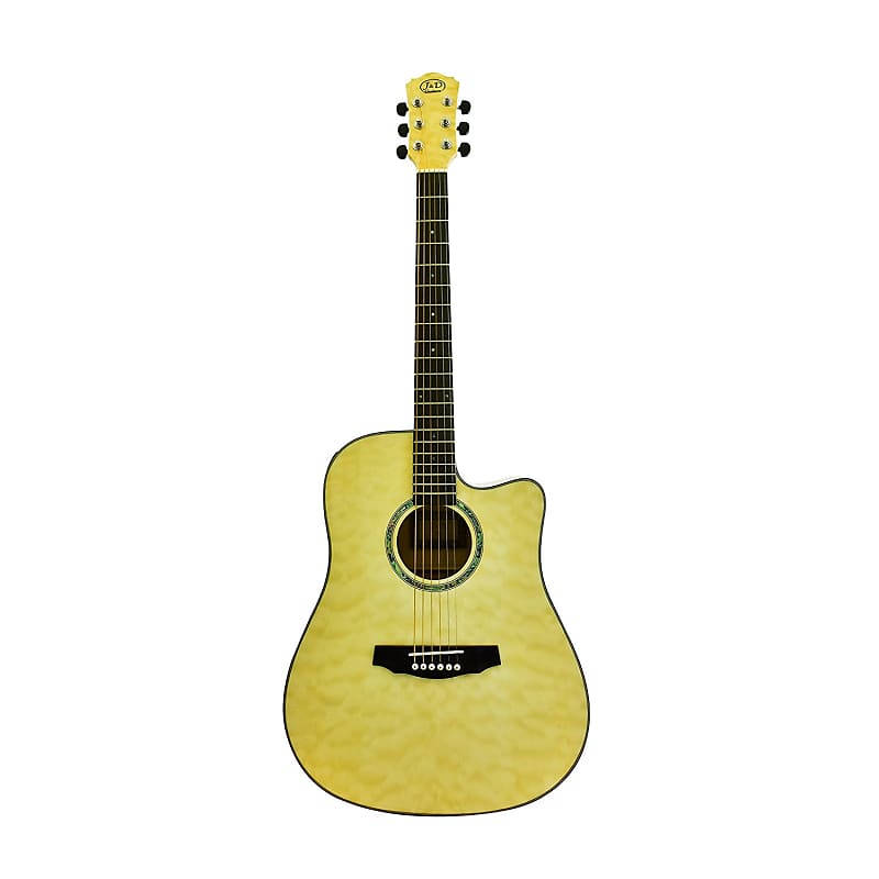 J&D Acoustic Electric Guitar, Quilted Maple Top, Back & Sides, Gloss Finish, by CNZ Audio image 1