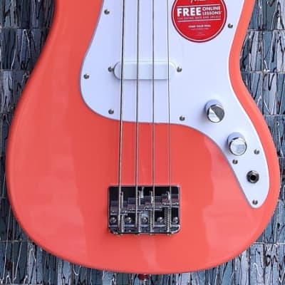 Squier Sonic Bronco Bass, Maple Fingerboard, Tahitian Coral for sale