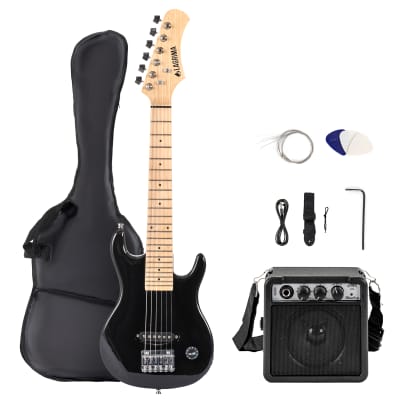LAGRIMA 30" Child Beginner's Electric Guitar w/ 5 AMP, Straps, Tuner, Cord, Bag, Black image 1