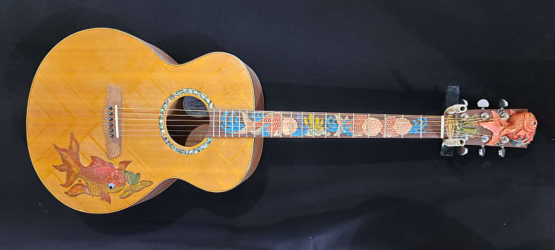 Blueberry NEW IN STOCK Handmade Acoustic Guitar Grand Concert Fish Motif image 1