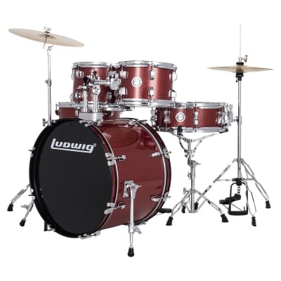 Ludwig Accent 5-Piece Fuse Drum Set - 20" Bass (Red Sparkle) image 2