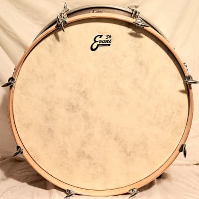 C.G.CONN MAHOGANY 24" BASS DRUM 1 PLY (3/16" THICK) STEAM BENT 1887 WITH MAPLE RINGS AND HOOPS! - FREE SHIP TO CUSA! image 4