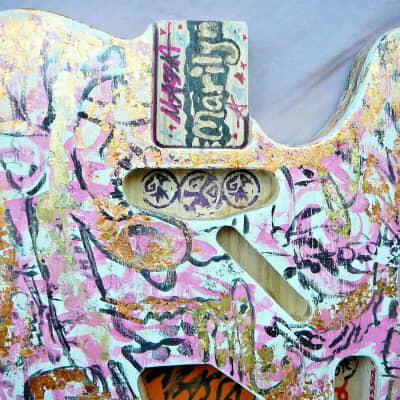 Massa Guitars USA Telecaster Guitar Body Marilyn Monroe 24K GoldLeaf  Haring Top 2022 image 5
