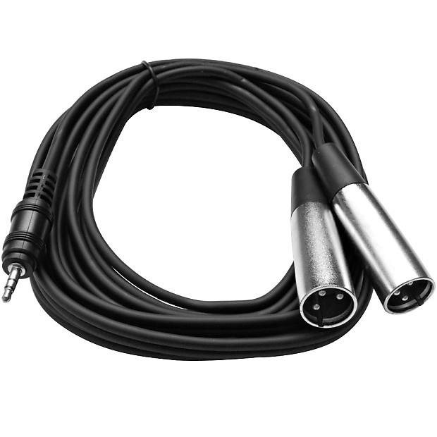 Seismic Audio SAiXLRY10 1/8" Stereo TRS Male to Dual XLR Male Splitter Cable - 10' image 1