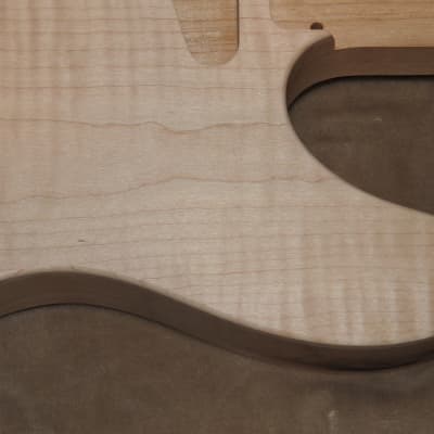 Unfinished Telecaster Body Book Matched Figured Flame Maple Top 2 Piece Alder Back Chambered, Standard Tele Pickup Routes 3lbs 14.5oz! image 4