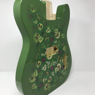 Retro Guitars Green Skull Fabric Body image 3