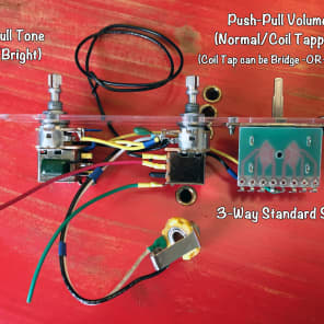 Prewired Telecaster Wiring Harness - Push/Pull Coil Tapping with Dual Cap Bright Switch - Pre-wired image 3