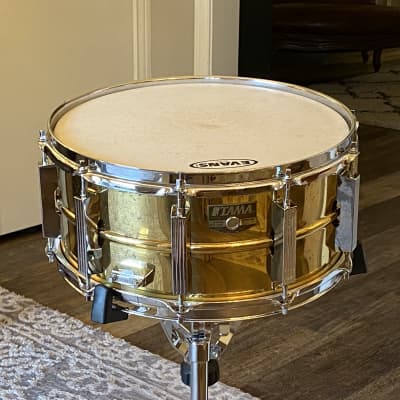 Tama 1990s 6.5x14 Brass Shell Snare Drum, 10-lug, Model PM