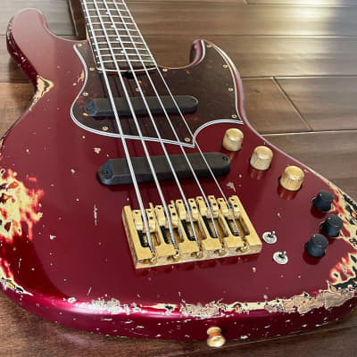 Xotic XJ-1T Jazz-Style 5-String Bass Guitar Candy Apple Red Rosewood image 4