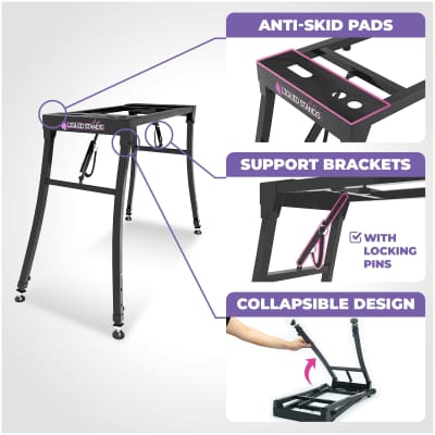 Liquid Stands Collapsible Piano Keyboard Stand and Piano Bench Stool - Adjustable and Portable Heavy Duty Music Stand for Kids & Adults - Fits 54-88 Key Electric Digital Keyboard Piano Stand and Seat image 3