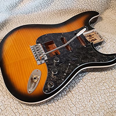 USA made bound Alder body in "2 tone sunburst" Flame maple top. Made for a Strat neck.#2TFS-02.Tiny scratch. Took off over $80 image 11