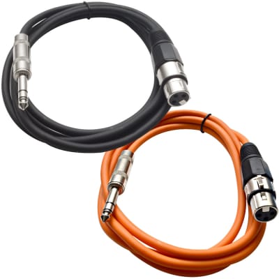 2 Pack of 1/4 Inch to XLR Female Patch Cables 6 Foot Extension Cords Jumper - Black and Orange image 1