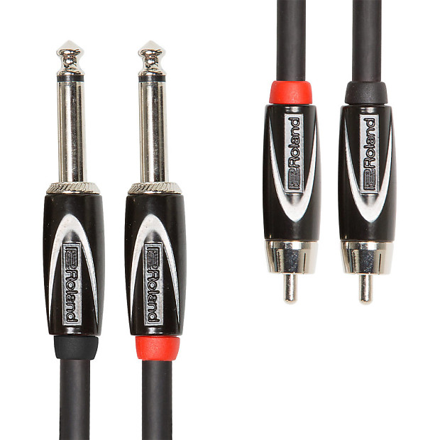 Roland RCC-10-2R28 Black Series Dual RCA to Dual 1/4" TS Stereo Interconnect Cable - 10' image 1