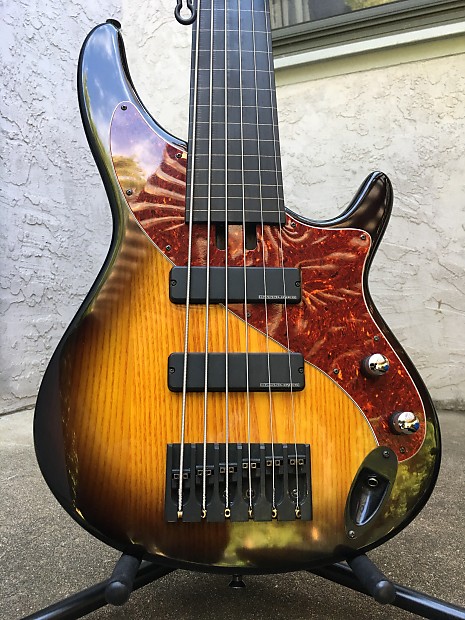 Aria Pro II Steve Bailey Fretless 6 string Bass Sunburst