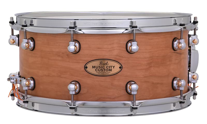 Pearl Music City Custom Solid Cherry 14x6.5 Snare Drum HAND-RUBBED NATURAL MCC image 1