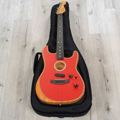 Fender American Acoustasonic Stratocaster Guitar, Ebony Fretboard, Dakota Red image 10