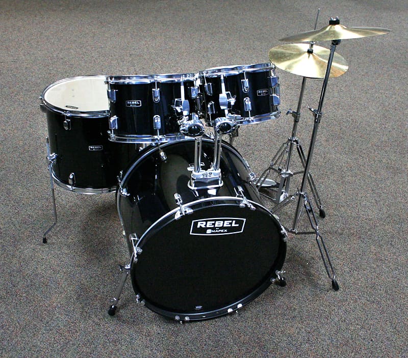 Mapex Rebel Drum Set with Cymbals & Hardware, Black image 1