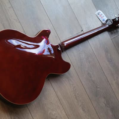 VINTAGE REVO Series 'Custom Supreme' Baritone VI Semi-Acoustic Guitar ~ Tobacco Sunburst, 3, 93 KG image 2