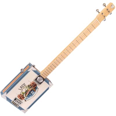 Lace Cigar Box Electric Guitar ~ 4 String ~ Gone Fishin' for sale