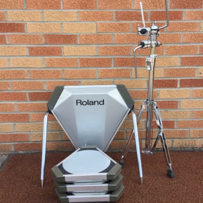 Roland PD-20 PD-10 80's Drum Pads/Triggers-Silver