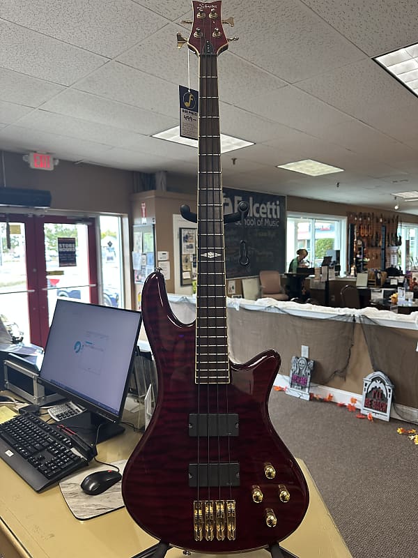 Schecter Damien Elite-4 Active 4-String Bass Crimson Red | Reverb