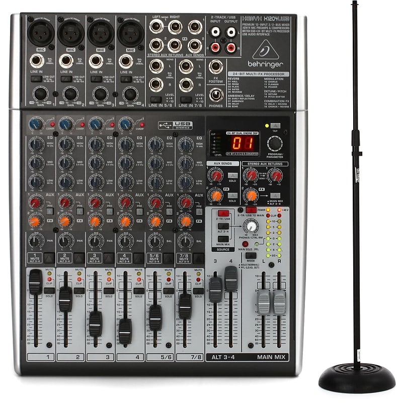 Behringer Xenyx X1204USB Mixer with USB and Effects Bundle with On