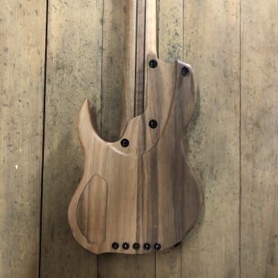 *last day of spring sale* Letts “WyRd mini” travel fretless 5 string bass guitar Spalted Beech Ebony Walnut handcrafted in the UK 2023 image 9