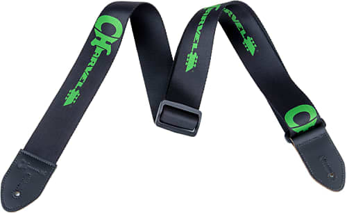 Charvel Logo Black With Green Logo Polyester Guitar Strap image 1