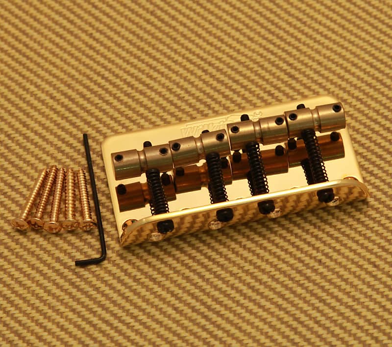 WBBCGD Wilkinson Gold w/Brass Saddles 4String Bass Bridge Reverb
