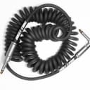 Bullet Cable 15CCB 1/4" TS Coiled Straight to Right-Angle Instrument Cable - 15' Black