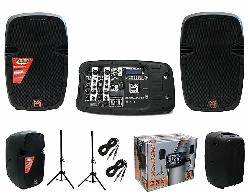 Mr. Dj PA DJ 2-Way Active Power Speaker Mixer EQ Bluetooth USB Karaoke System  			